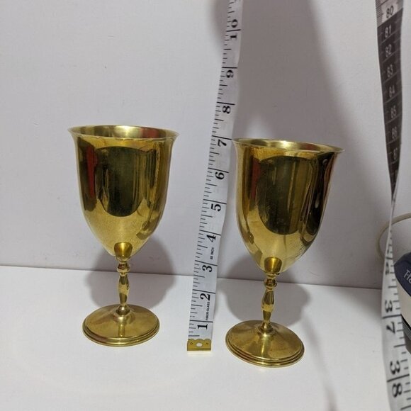 Copy - Vintage goblets brass pair goblets 2pcs - Picture 6 of 8
